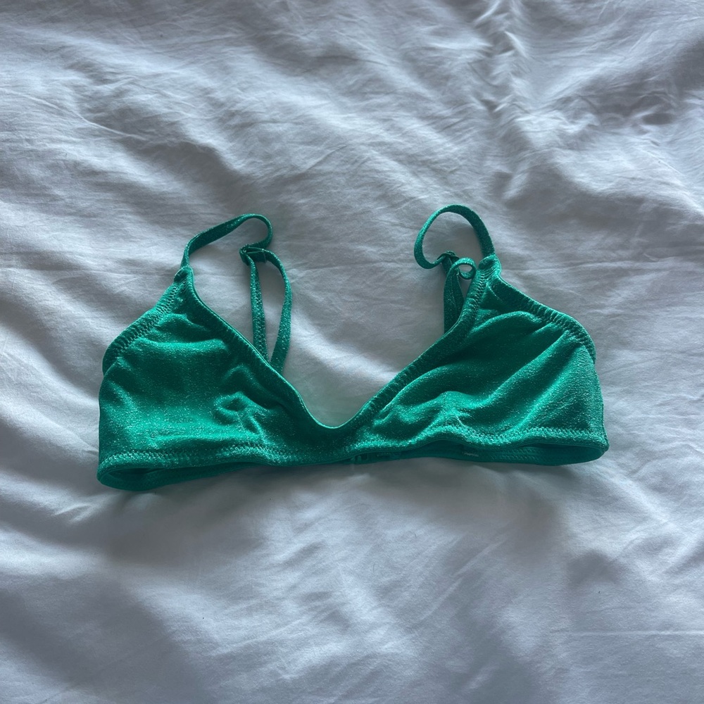 Triangl Maia sparkle green top! Size S! NEVER WORN!